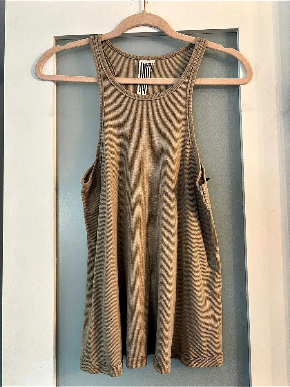 Free People Ribbed Tank Top in Brown Size Large